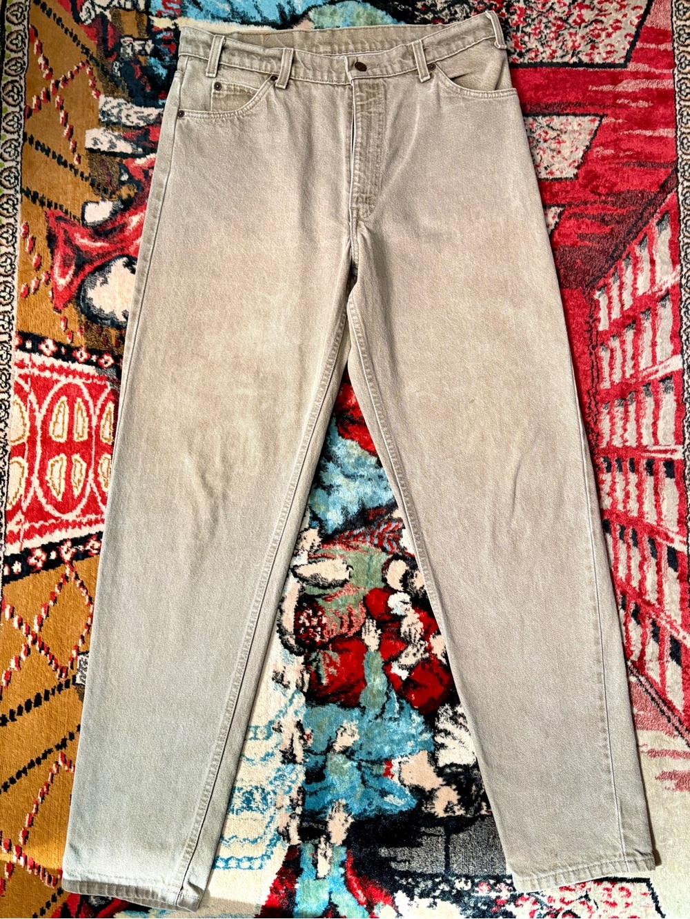 Levis VTG 90s tan khaki 550 orange tab tapered straight leg jeans SZ 34 x 33